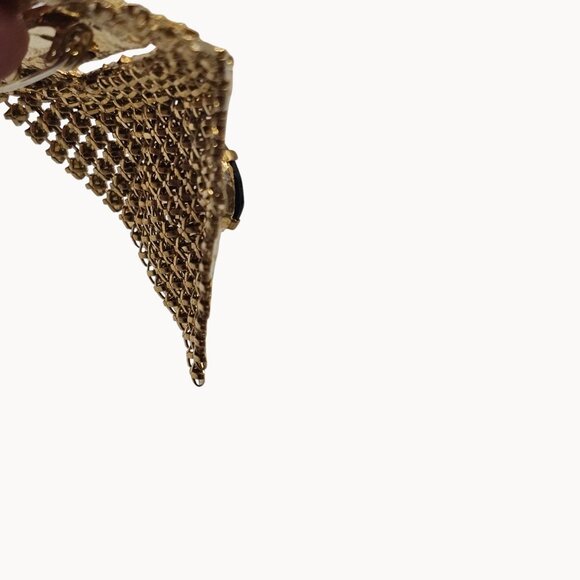 VTG Brooch Heart Art Deco Style Gothic Glam Stmt Teardrop Shape Gold Tone Pin - Picture 7 of 11